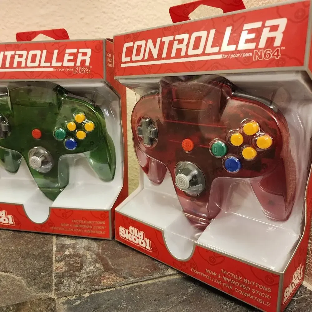 2 N64 Controllers - Jungle Green & Watermelon Red (NEW) - Nintendo64 - Funtastic